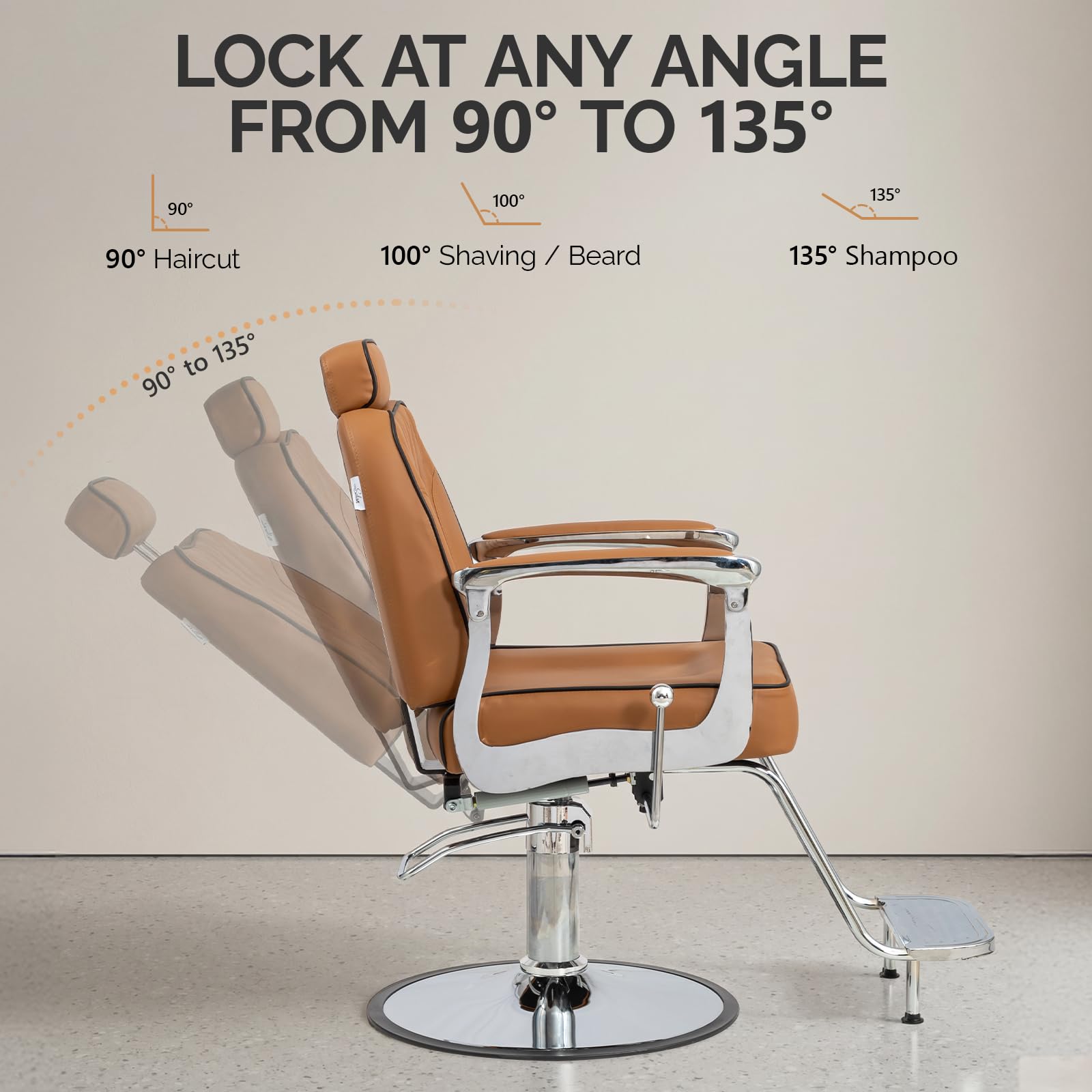 OmySalon SC3901 All Purpose Hydraulic Reclining Salon Chair w/Headrest