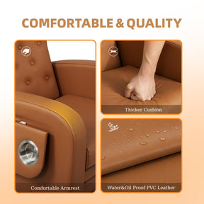 OmySalon PCE-BD 3-in-1 Plumbless Electric Pedicure Chair With Technician Stool Footrest And Adjustable Backrest