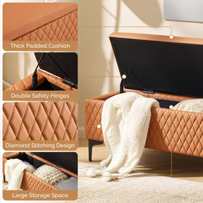 OmySalon WRB1701 53.7in Faux Leather Waiting Room Reception Bench Chair with Hidden Storage