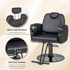 OmySalon SC3601 All Purpose Heavy Duty Hydraulic Reclining Salon Chair w/Headrest