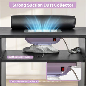 OmySalon MT-SC Nail Manicure Table w/Electric Dust Collector & Wrist Rest & Diamond Decoration