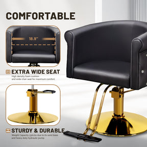 OmySalon SC3101 Modern Heavy Duty Hydraulic Swivel Hair Stylist Salon Chair w/Curved Backrest and Acrylic Button Accents
