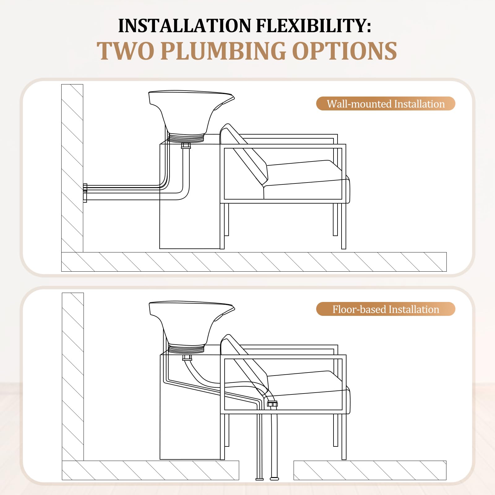 OmySalon BU2101 Salon Shampoo Backwash Chair Unit with Tilting ABS Plastic Bowl & Storage Cabinet Station