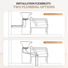 OmySalon BU2101 Salon Shampoo Backwash Chair Unit with Tilting ABS Plastic Bowl & Storage Cabinet Station