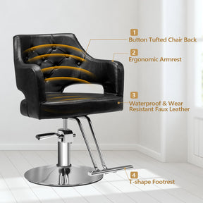 OmySalon SC2501 Sleek Heavy Duty Hydraulic 360-Degree Swivel Hair Stylist Salon Chair