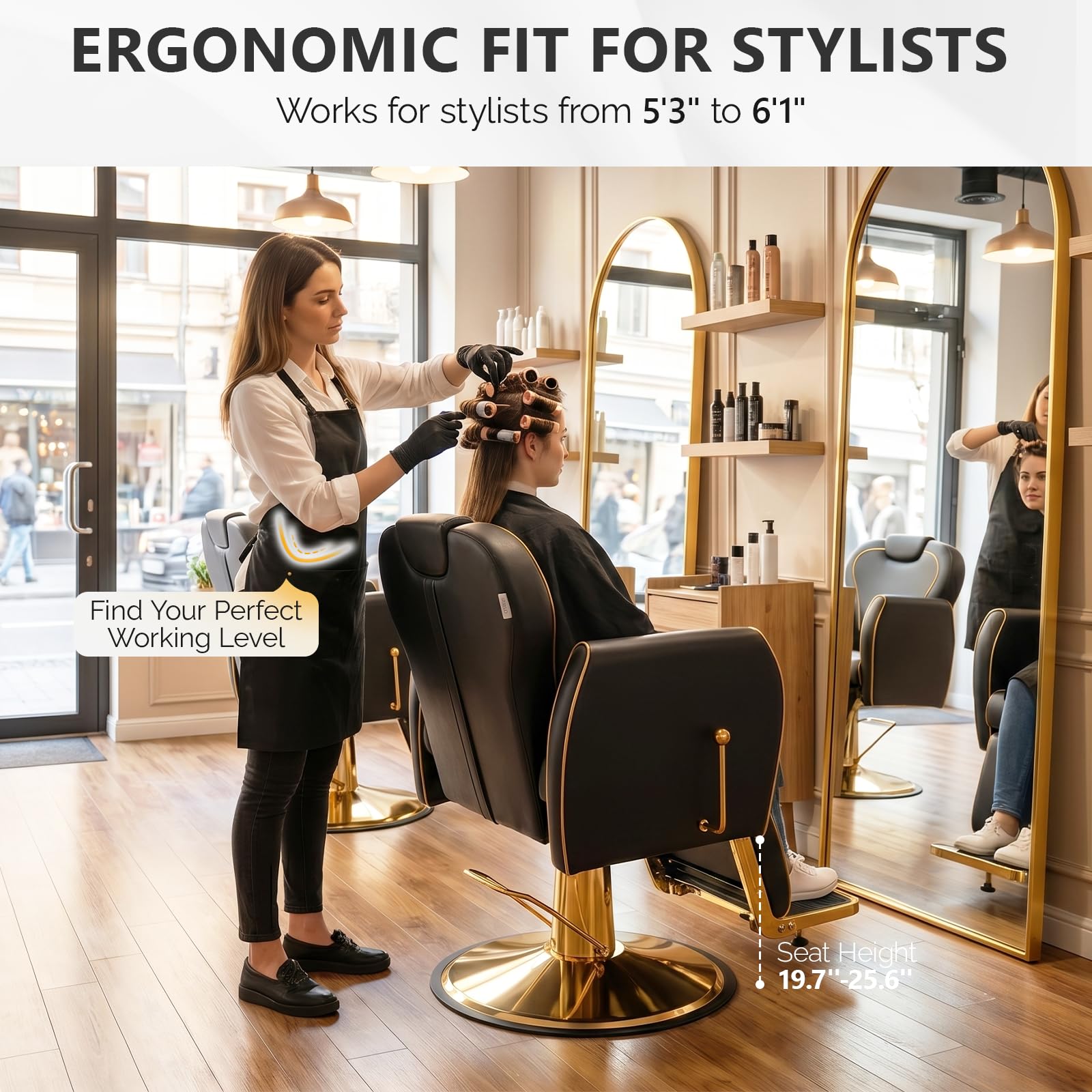 OmySalon BC1701 Heavy Duty Hydraulic Reclining 360° Swivel Barber Chair