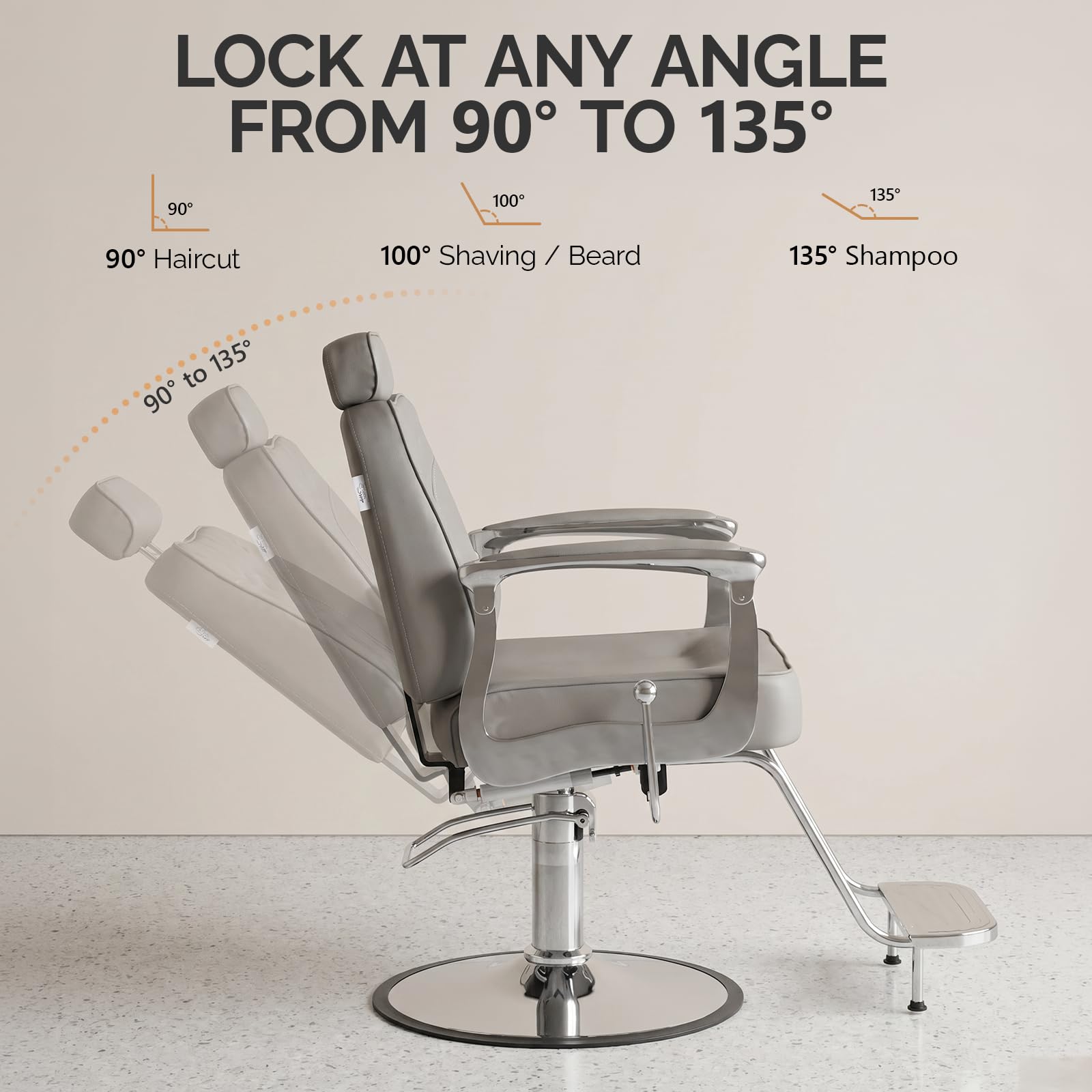 OmySalon SC3901 All Purpose Hydraulic Reclining Salon Chair w/Headrest
