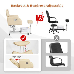 OmySalon PCM-WB 360° Rotation Hydraulic Pedicure Chair with Bubble Massage Foot Bath & Rolling Stool