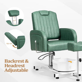 OmySalon PCM-WB 360° Rotation Hydraulic Pedicure Spa Chair with Bubble Foot Bath & Rolling Stool