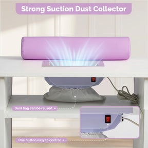 OmySalon MT-SC Nail Manicure Table w/Electric Dust Collector & Wrist Rest & Diamond Decoration