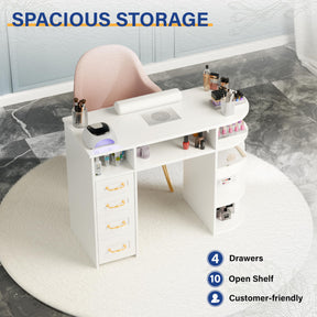 OmySalon MT Rattan Nail Manicure Table with Display Storage, Electric Dust Collector & Wrist Rest