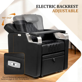 OmySalon PCE-WRS Electric Pedicure Chair with Adjustable Backrest & Movable Hand Pillow & Hidden Storage Platform