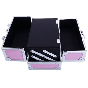 OmySalon SM-2176 Portable Handle Large Storage Lockable Cosmetic Makeup Train Case with Mirror Lock