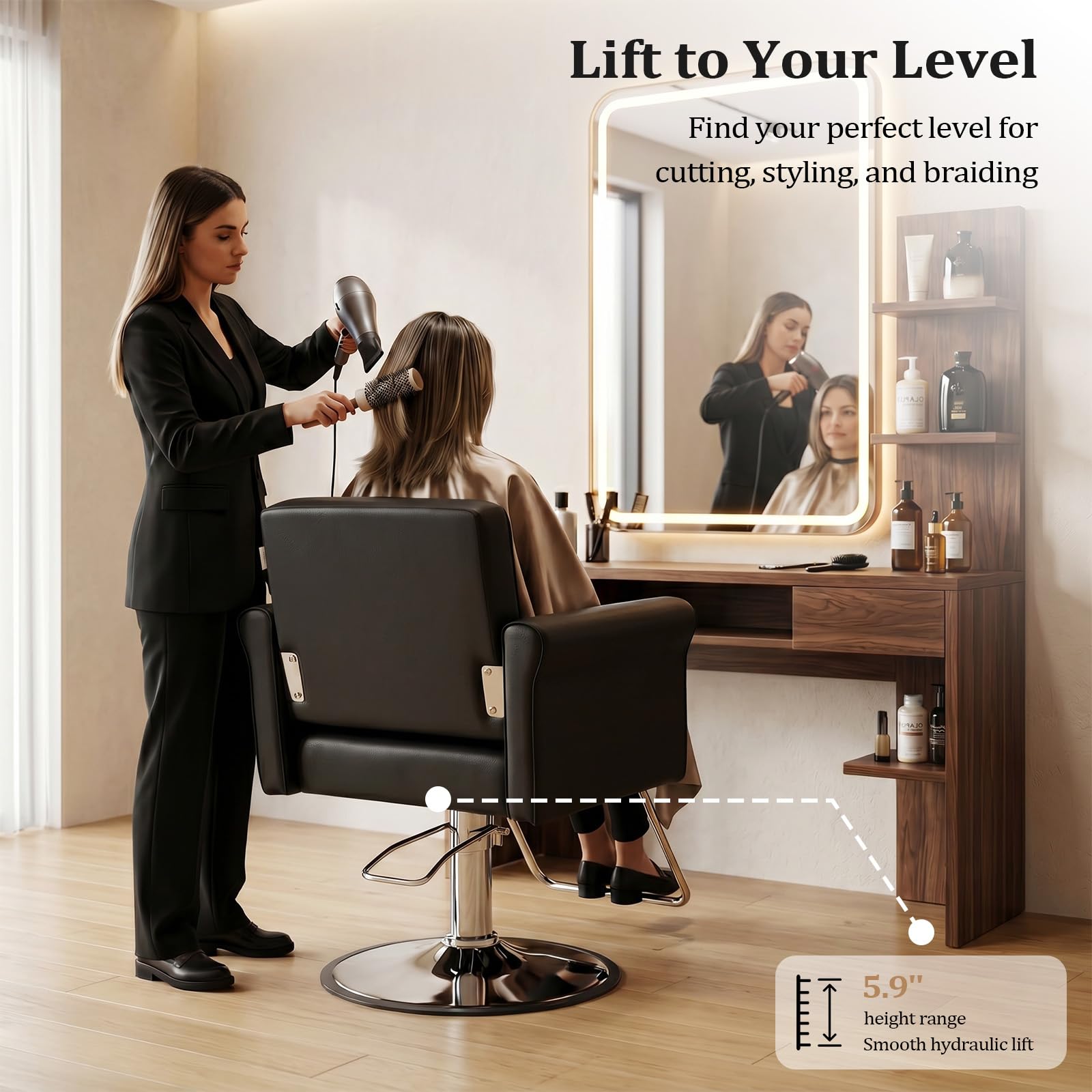 OmySalon SC2003 Heavy Duty 360° Swivel Hydraulic Salon Chair