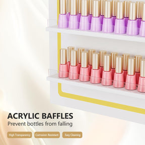 OmySalon Wall-Mounted Arched 6-Tier Nail Polish Rack With 5.5" Extra-Tall Shelves