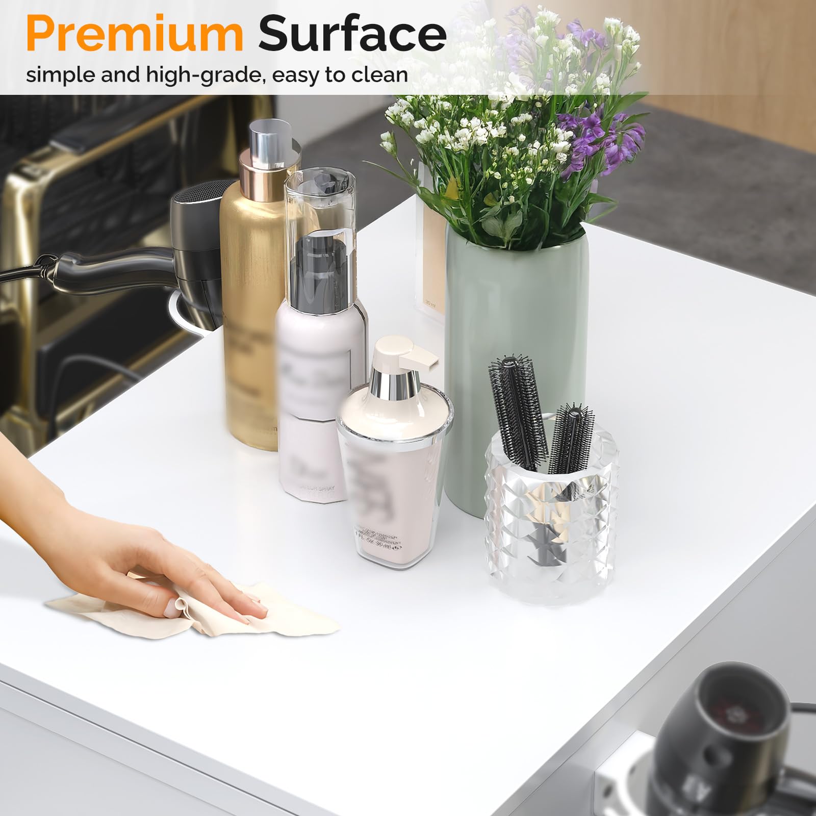 OmySalon DSCWSD Double-Sided Salon Styling Station with 6 Drawers 2 Tool Holders