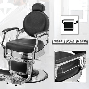 OmySalon PH439 Vintage Style Heavy Duty Hydraulic Recline Barber Chair