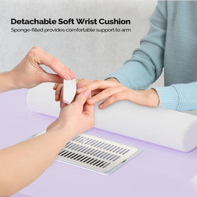 Omysalon MT-DC Nail Manicure Table w/Electric Dust Collector & Wrist Rest & 2 Open Spaces 1 Side Cabinet 4 Drawers