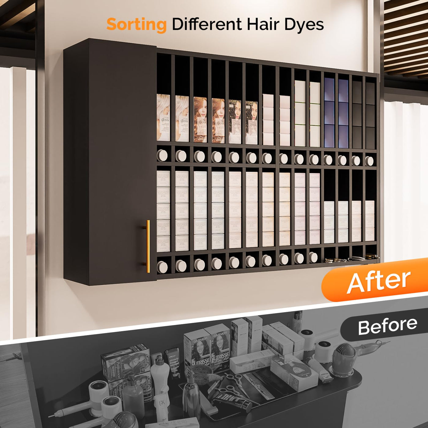 OmySalon HCRW Professional Wall Mounted Hair Color Organizer Rack Cabi