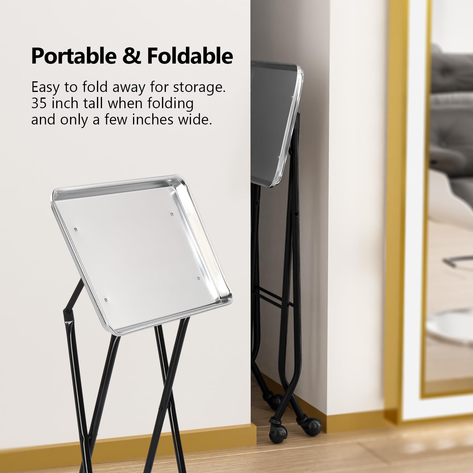 OmySalon ST1401 Foldable Rolling Salon Tray Trolley Cart on Wheels