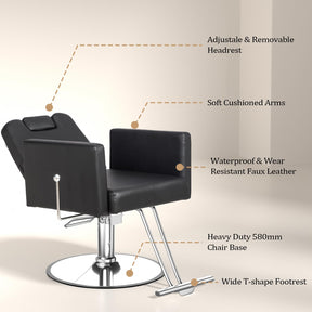 OmySalon SC2311 All Purpose 360° Swivel Hydraulic Reclining Salon Chair w/Headrest