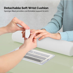 Omysalon MT-DC Nail Manicure Table w/Electric Dust Collector & Wrist Rest & 2 Open Spaces 1 Side Cabinet 4 Drawers
