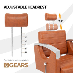 OmySalon SC2611 All Purpose Heavy Duty Hydraulic Reclining Hair Salon Chair w/Headrest and Stainless Steel Armrest