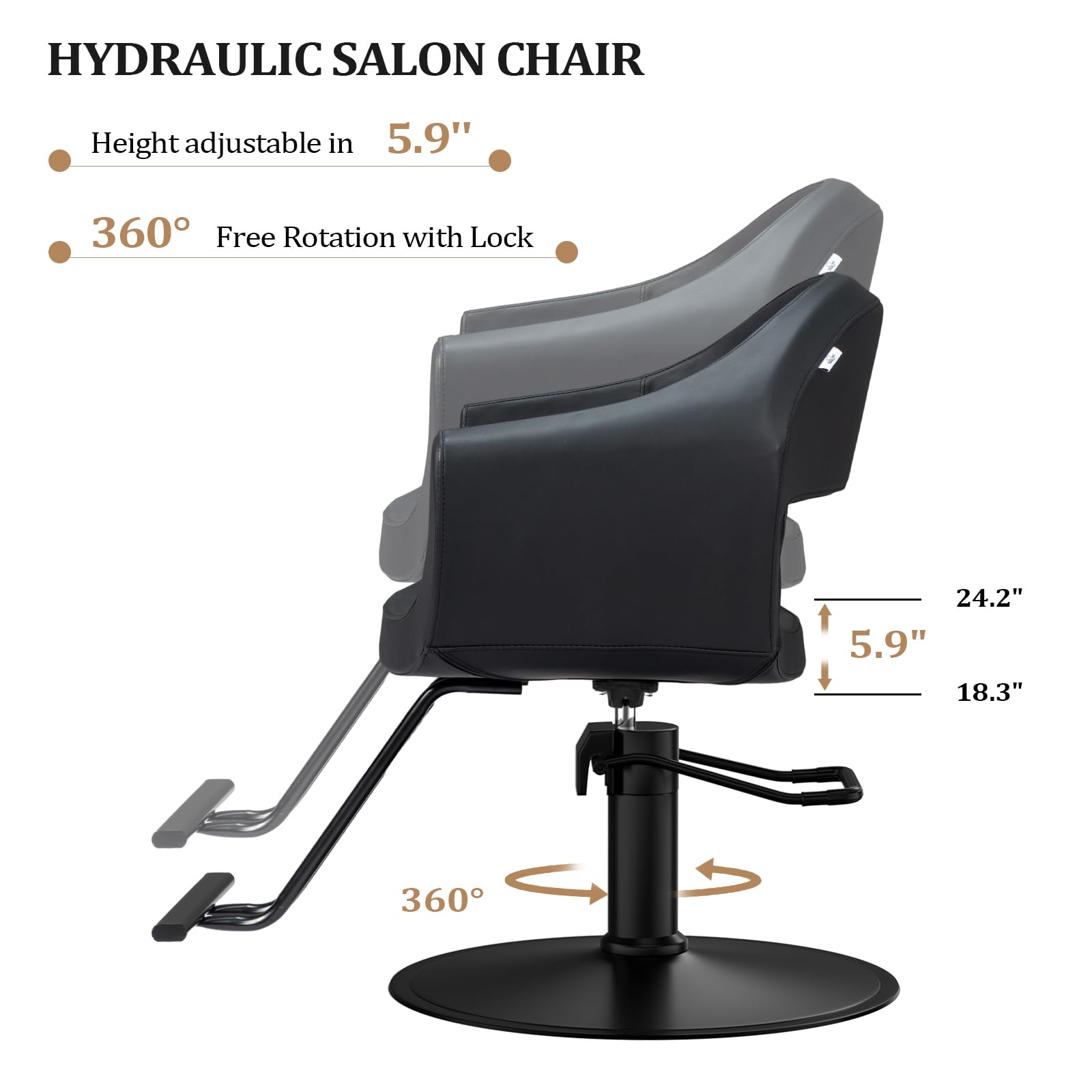 OmySalon SC3202 Heavy Duty 360°Swivel Hydraulic Styling Chair