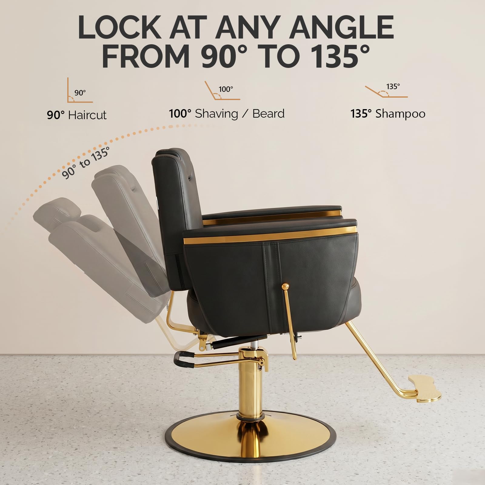 OmySalon SC3801 All Purpose Heavy Duty Hydraulic Reclining Salon Chair with Headrest