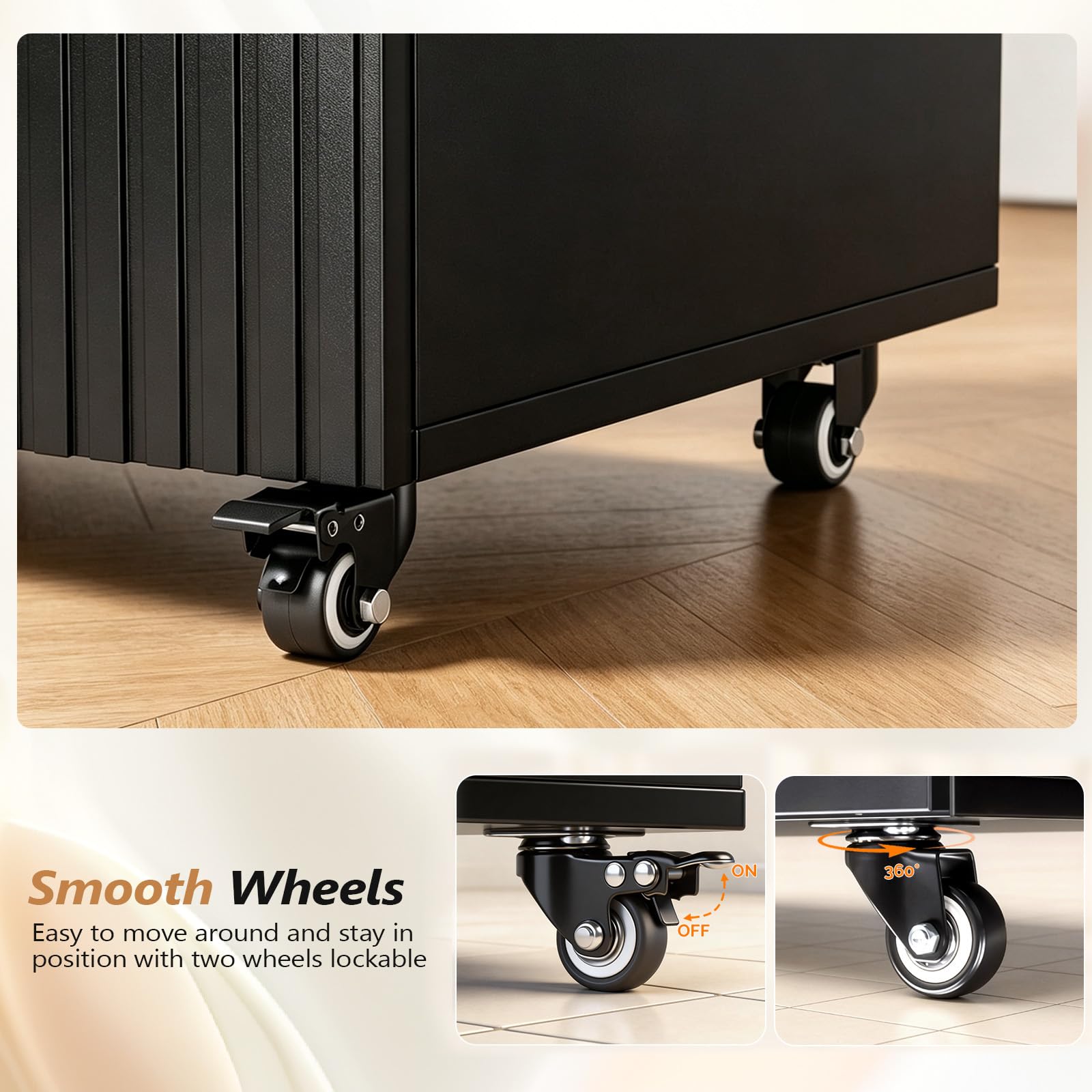 OmySalon SCTSM Wooden Rolling Salon Trolley Cart with Wheels & 4 Drawers 3 Hot Tool Holders