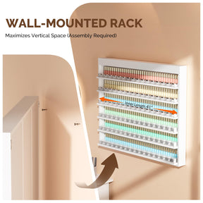 OmySalon Double 6-Tier Wall Mount Nail Polish & Powder Organizer Rack with Acrylic Barriers