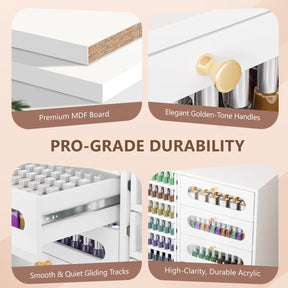 OmySalon Floor-Standing Nail Polish & Powder Organizer Cabinet with Drawers