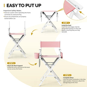 OmySalon 31in Wooden Portable Director Chair Folding Makeup Chair with Storage Pouch