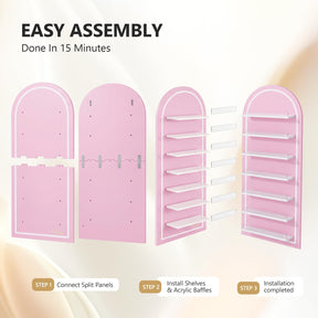 OmySalon Wall-Mounted Arched 6-Tier Nail Polish Rack With 5.5" Extra-Tall Shelves