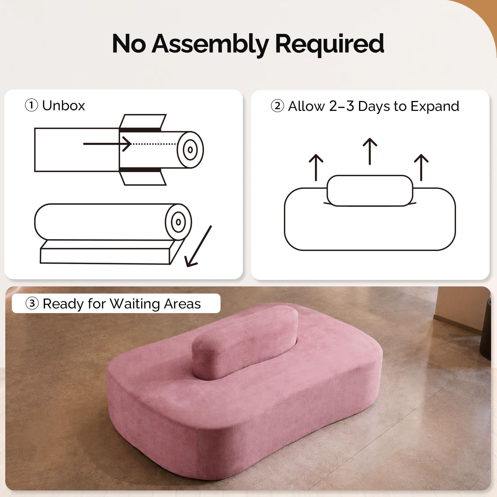 OmySalon SLKS 71.6in Double-Sided Plush Reception Bench for 4-6 People, Fully Assembled