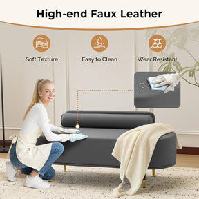 OmySalon WRB1601 53.5in Faux Leather Waiting Room Reception Bench Chair with Low Back