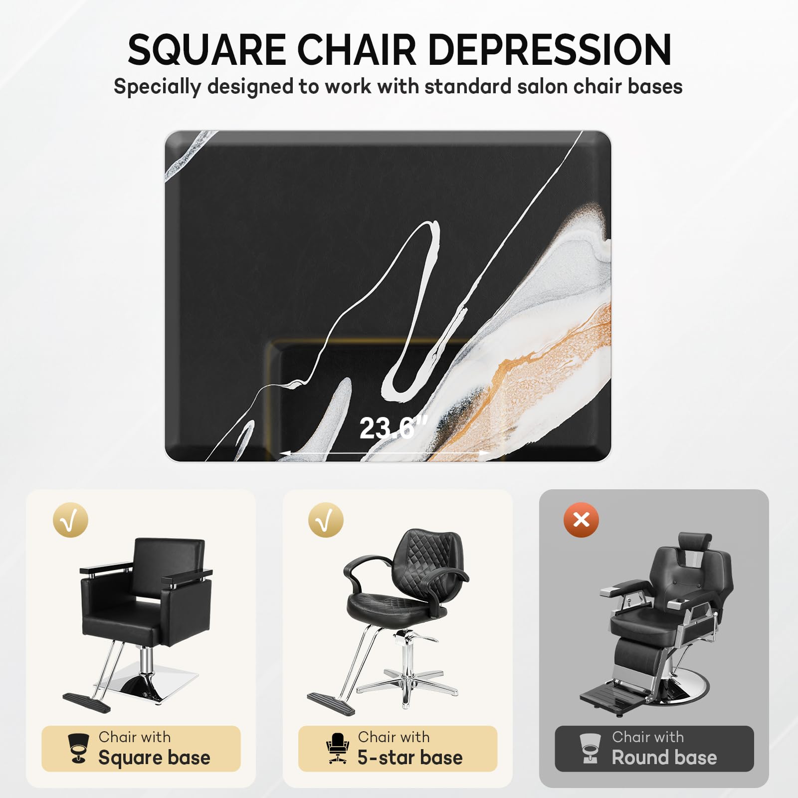 OmySalon 3'x4' Rectangle Salon Anti Fatigue Mat with Square Cutout 3/4" Thick