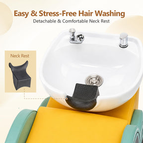OmySalon BU2802 Child Shampoo Bowl and Chair Backwash Unit with Ceramic Bowl & Reclining Car Seat