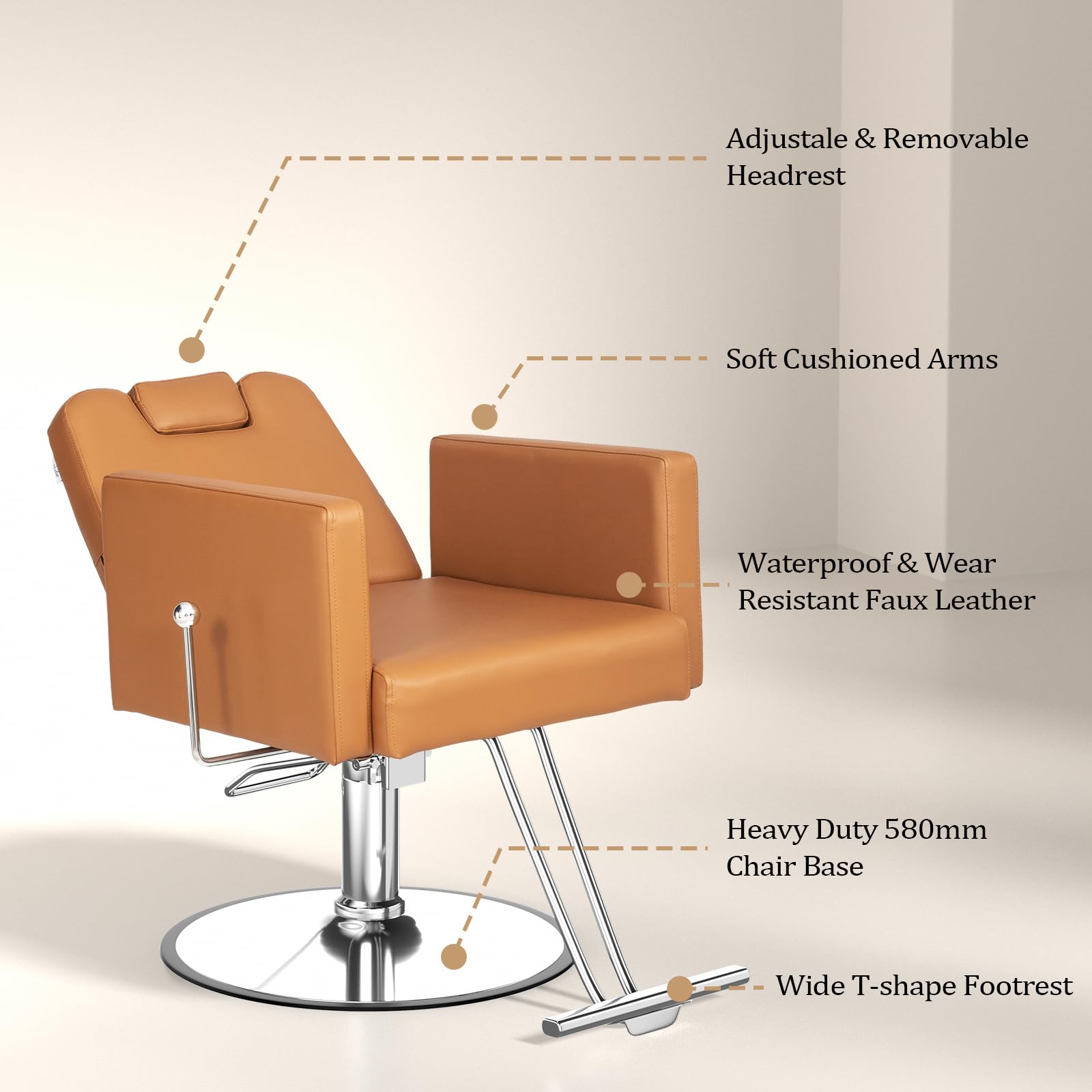 OmySalon SC2311 All Purpose 360° Swivel Hydraulic Reclining Salon Chair w/Headrest