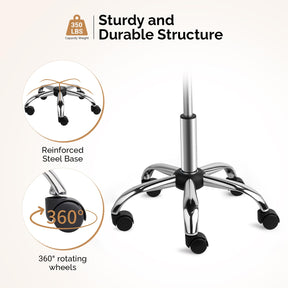 OmySalon Hydraulic Adjustable Rolling Saddle Stool with Swivel Wheels