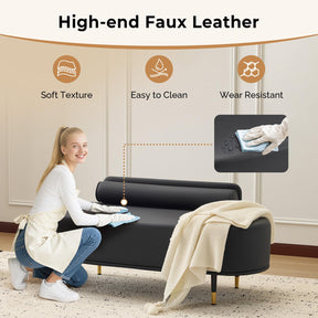 OmySalon WRB1601 53.5in Faux Leather Waiting Room Reception Bench Chair with Low Back