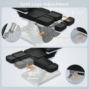 OmySalon LBTC2 73in Electric Tattoo Facial Bed with 2 Motors, Remote One-touch Operate, 90° Rotation and Adjustable Split Legs