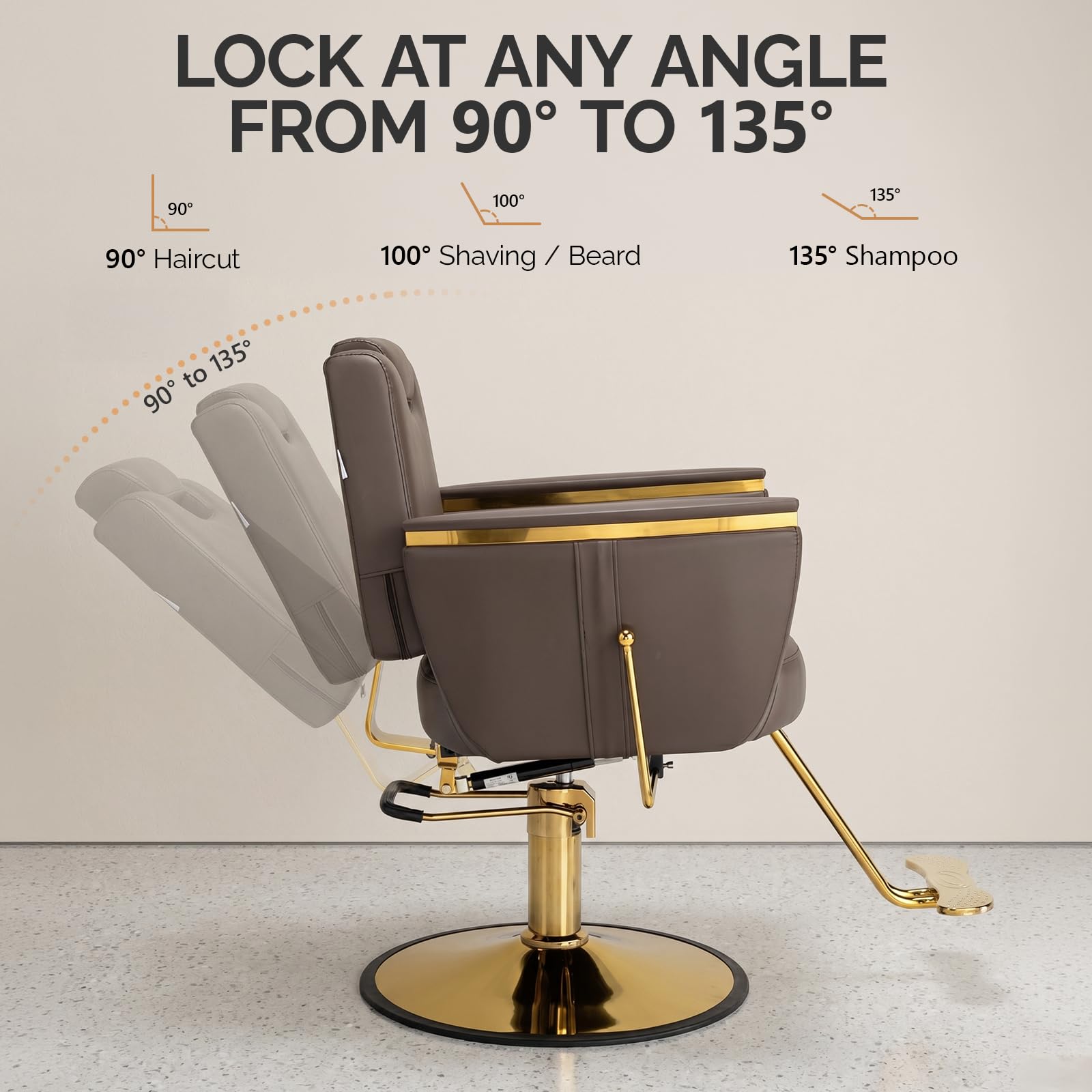 OmySalon SC3801 All Purpose Heavy Duty Hydraulic Reclining Salon Chair with Headrest