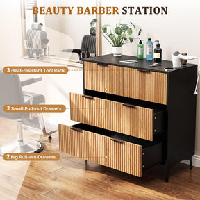 OmySalon WSCTD Modern Retro Salon Styling Station with 4 Drawers & 3 Tool Holders