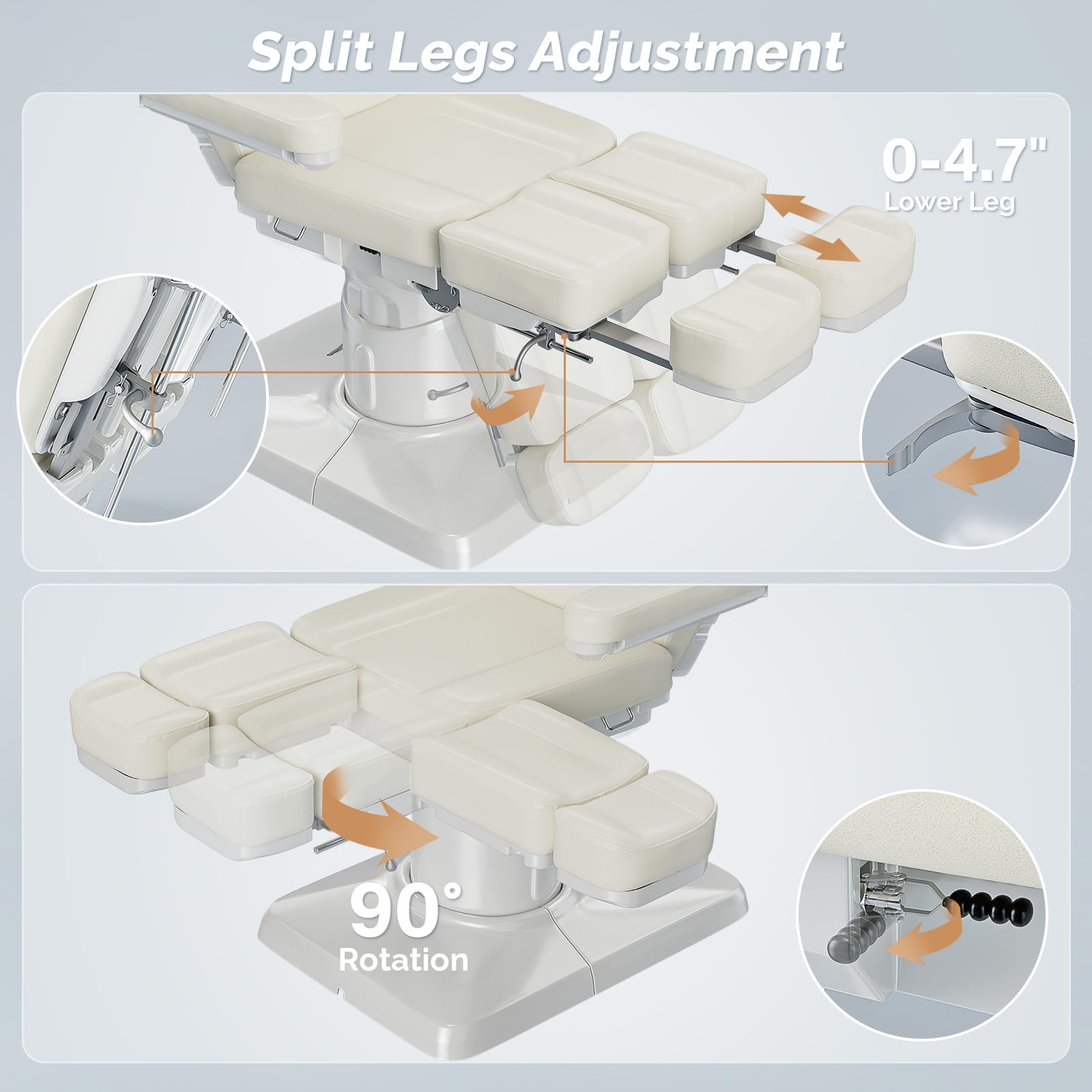 OmySalon LBTC2 73in Electric Tattoo Facial Bed with 2 Motors, Remote One-touch Operate, 90° Rotation and Adjustable Split Legs