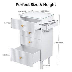 OmySalon SCWG Salon Styling Storage Station with Removable Glass Top & 4 Drawers 3 Hot Tool Holders