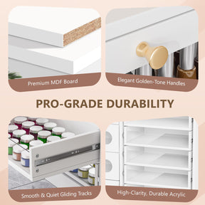 OmySalon 32" L Floor-Standing Nail Polish & Powder Organizer Cabinet with 8 Clear & 4 Visual Drawers