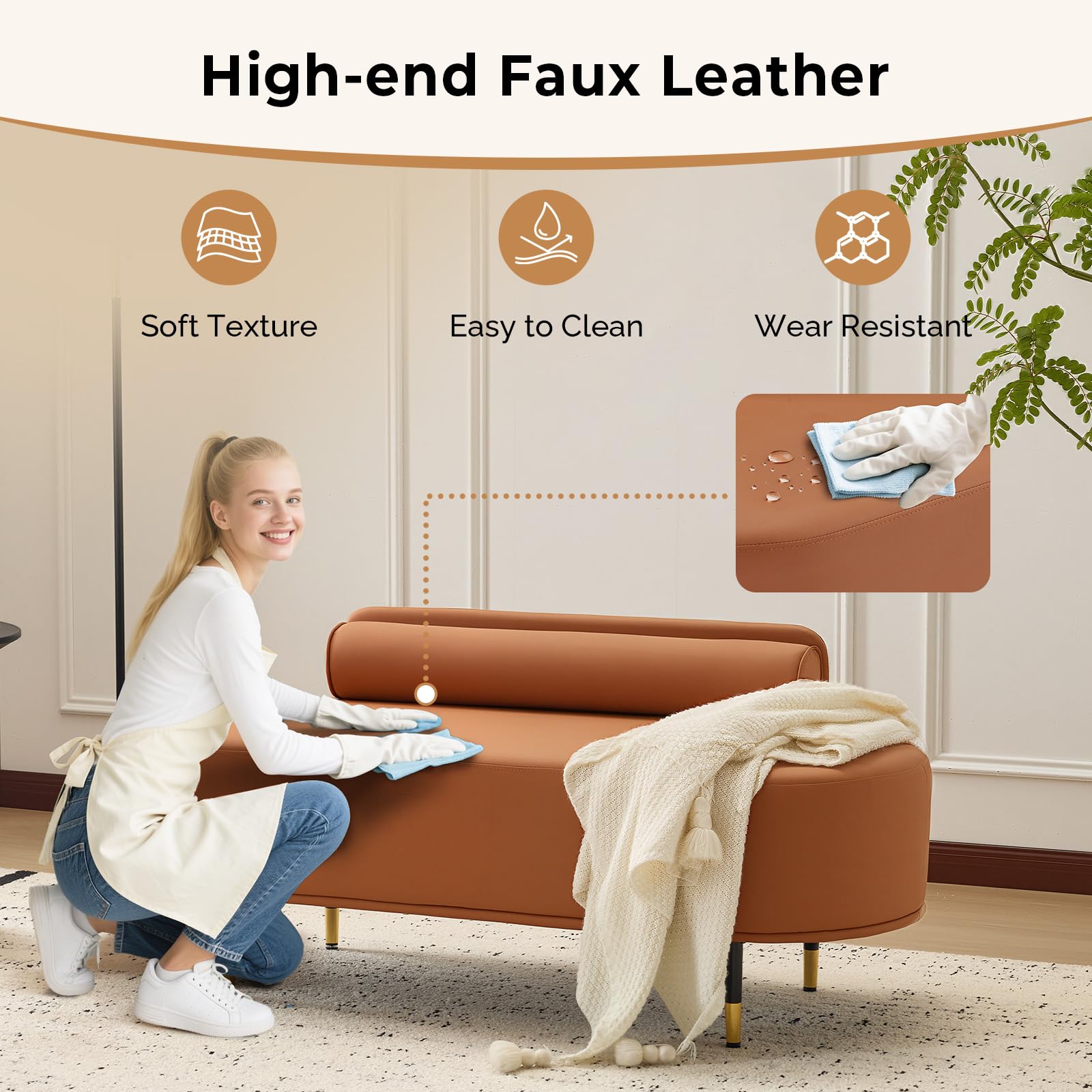 OmySalon WRB1601 53.5in Faux Leather Waiting Room Reception Bench Chair with Low Back
