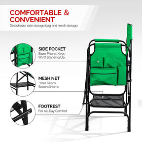 Omysalon 30in Portable Folding Director Chair with Collapsible Side Table