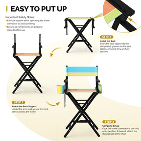 OmySalon 31in Wooden Portable Director Chair Folding Makeup Chair with Storage Pouch
